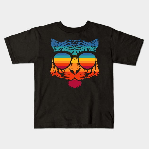 Vintage Predator Cat Kids T-Shirt by Dojaja